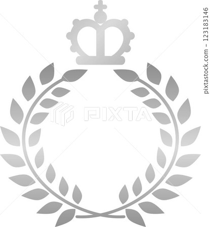 Frame laurel victory award medal emblem crown mark illustration design material silver 123183146