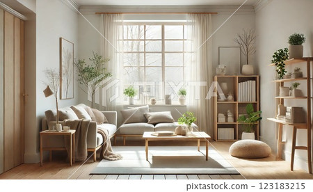 Living room with wooden furniture Living room with wooden furniture 123183215
