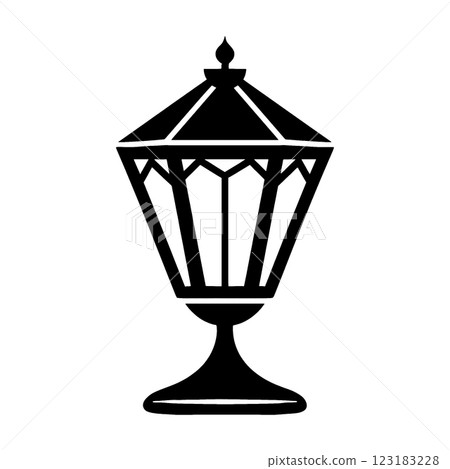 Black silhouette illustration of a stylish antique stand lamp, cut out on transparent background Black silhouette illustration of a stylish antique stand lamp, cut out on transparent background 123183228