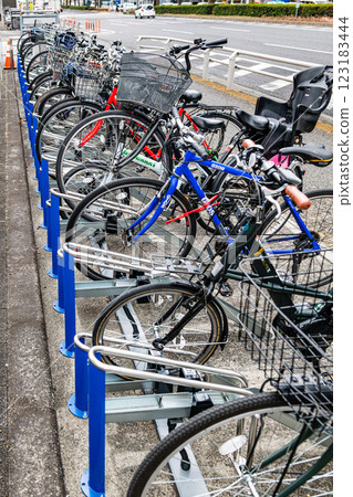 Bicycle placed in the bicycle parking lot 123183444