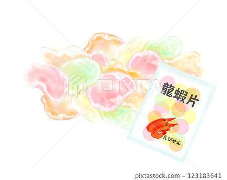 Hand-drawn illustration of Chinese food shrimp crackers Hand-drawn illustration of Chinese food shrimp crackers 123183641