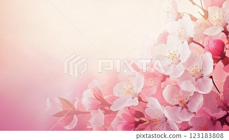 Spring image background material with cherry blossoms in full bloom and petals falling in the air Soft focus Spring image background material with cherry blossoms in full bloom and petals falling in the air Soft focus 123183808