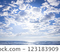 Shining sea surface and blue sky with white clouds 123183909