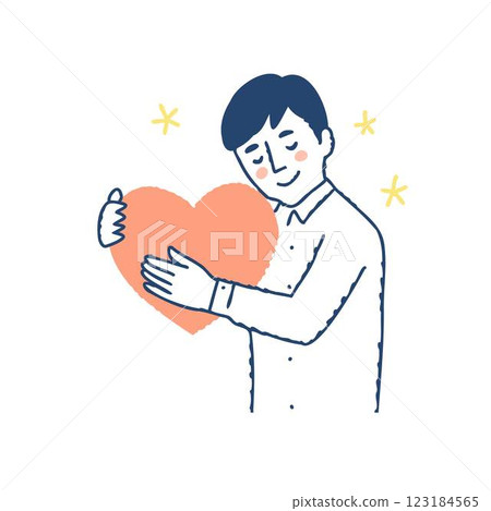 A man holding a heart with great care A man holding a heart with great care 123184565