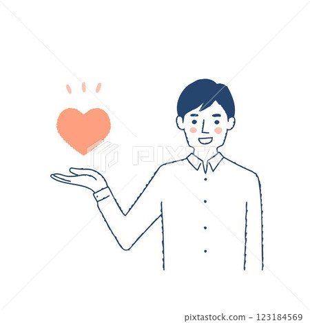 Man holding a heart on his hand Man holding a heart on his hand 123184569