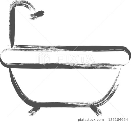 家電相關毛筆畫單人插畫浴缸 123184634