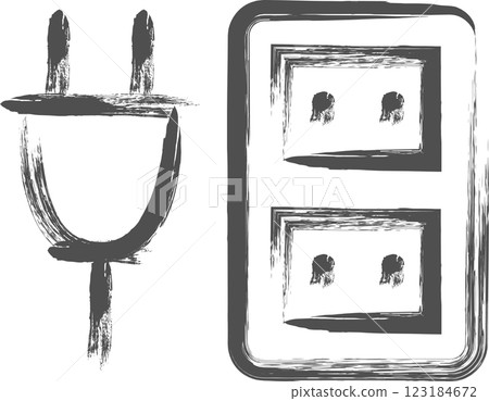 家電的毛筆插圖:插座插頭 家電的毛筆插圖:插座插頭 123184672