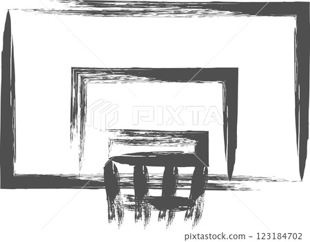 Sports-related brush-drawn single illustration: Basketball goal 123184702