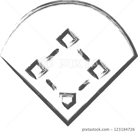 Sports-related brush-drawn illustrations: Court, Baseball Sports-related brush-drawn illustrations: Court, Baseball 123184726