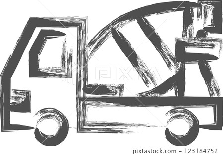 Vehicle-related brush-drawn single illustration: Mixer truck 123184752