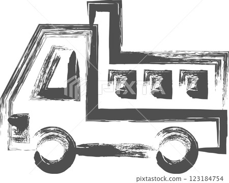Vehicle-related brush-drawn single illustration: Dump truck 123184754