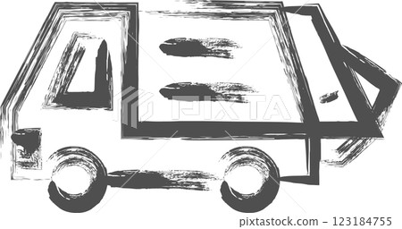 A single illustration of a vehicle related to brush writing: Garbage truck 123184755
