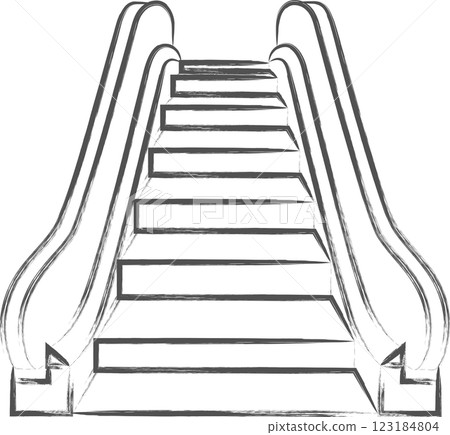 Station-related brush-drawing illustrations: Escalators Station-related brush-drawing illustrations: Escalators 123184804