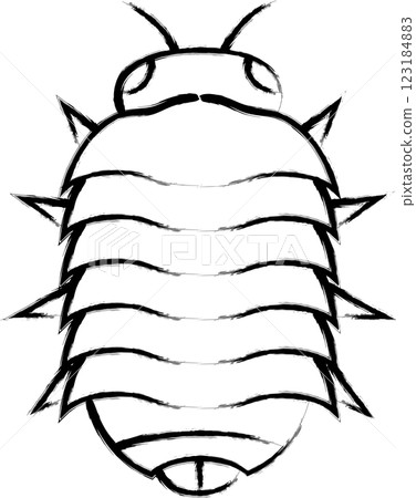 Brush-drawn mini insect illustration icon: pillbug Brush-drawn mini insect illustration icon: pillbug 123184883