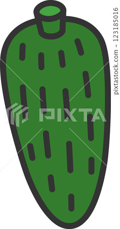 Colored vegetable single icon: Bitter melon 123185016