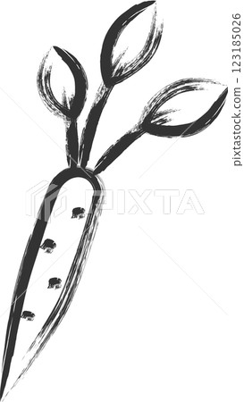 毛筆畫蔬菜圖示：牛蒡 123185026