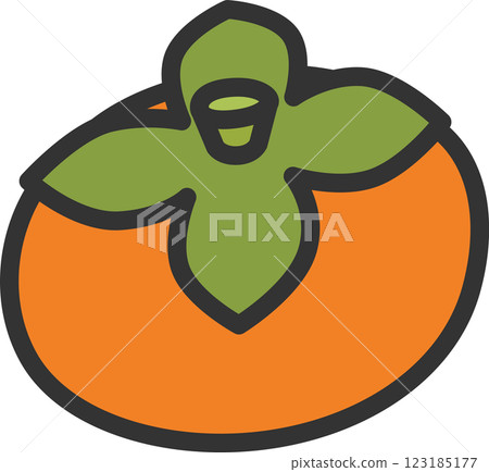 Colored vegetable single icon: Persimmon 123185177