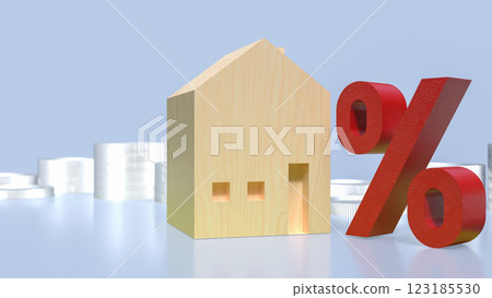 The House and percent for Property or Real estate concept 3d Rendering The House and percent for Property or Real estate concept 3d Rendering 123185530