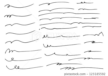 Hand drawn lines under letters Underline set Vector Hand drawn lines under letters Underline set Vector 123185592