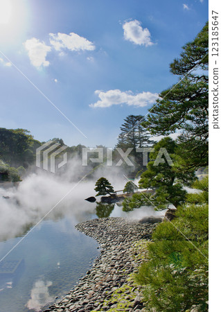 神秘而朦朧的山間美麗日式花園 123185647
