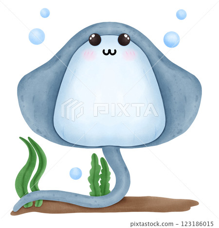 Cute little stingray in the ocean 123186015