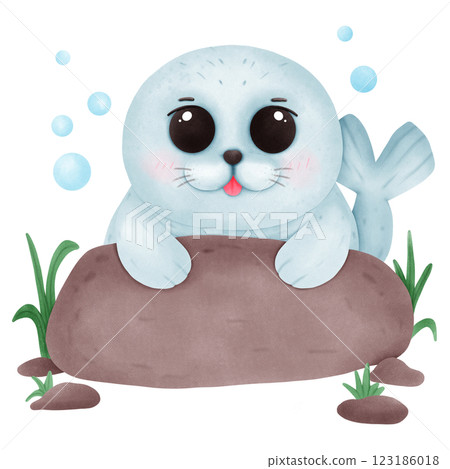 Seal on a rock 123186018