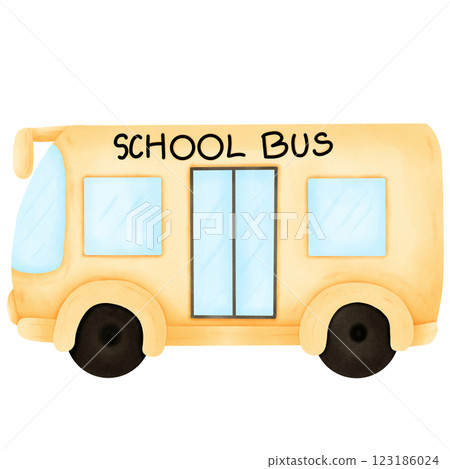 A yellow school bus  123186024