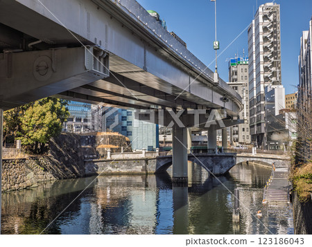 Metropolitan Expressway passing over Nihonbashi River Metropolitan Expressway passing over Nihonbashi River 123186043