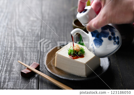Cold tofu (silk tofu) on a black background 123186050