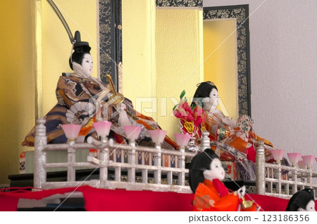 Hina dolls: Emperor and Empress dolls, female doll focus 123186356