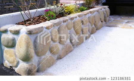 Exterior construction, exterior, gardening, garden stones, materials, background 123186381