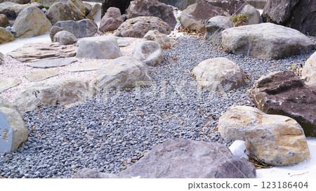 Exterior construction, exterior, gardening, garden stones, materials, background 123186404
