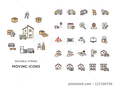 移動相關圖示集（彩色） 123186748