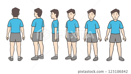 Three-dimensional and oblique composition of a person, male 123186842