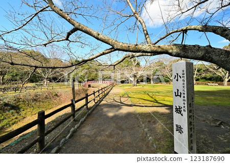 小山城（遠富國）仿造的天守閣和月牙形護城河 123187690