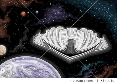 Vector card with research Space Ship 123189019