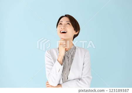 Woman business portrait worried smile Woman business portrait worried smile 123189387