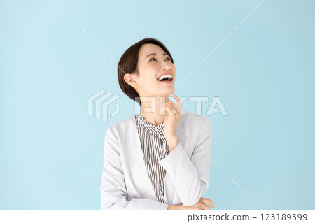 Woman business portrait worried smile Woman business portrait worried smile 123189399