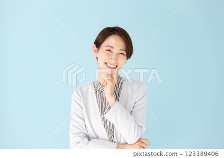 Woman business portrait worried smile Woman business portrait worried smile 123189406
