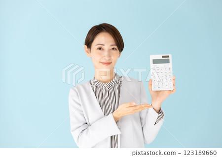 Female business portrait calculator 123189660
