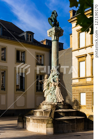 View of the monument to Dicks and Lentz in Luxembourg 123190170