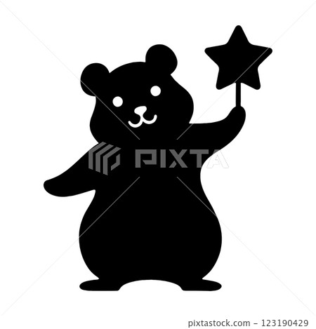 Black silhouette illustration of a hamster holding a star, cut out on transparent background Black silhouette illustration of a hamster holding a star, cut out on transparent background 123190429