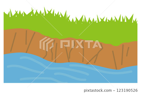Background illustration of a river with many plants 123190526
