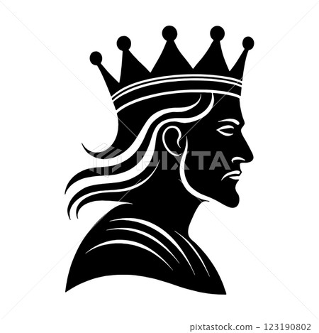 Black silhouette illustration of a king wearing a crown, cut out on a transparent background Black silhouette illustration of a king wearing a crown, cut out on a transparent background 123190802