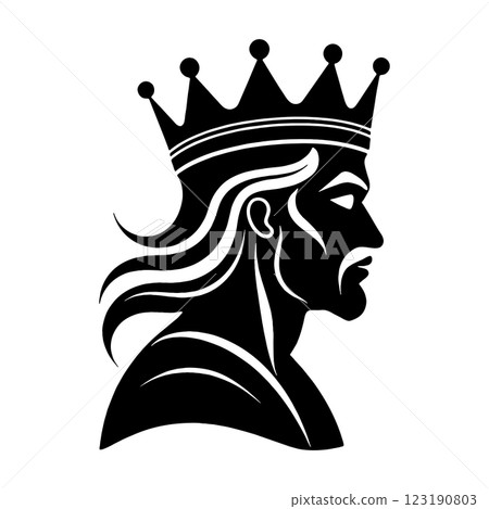 Black silhouette illustration of a king wearing a crown, cut out on a transparent background Black silhouette illustration of a king wearing a crown, cut out on a transparent background 123190803