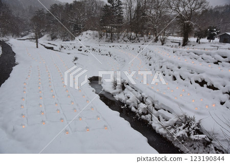 Yunishigawa Kamakura Festival at dusk, Tochigi 123190844
