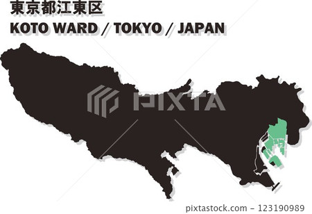 日本地圖-東京-江東區向量插圖地圖 日本地圖-東京-江東區向量插圖地圖 123190989