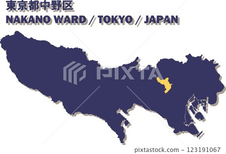 Map of Japan - Tokyo - Nakano ward vector illustration map 123191067