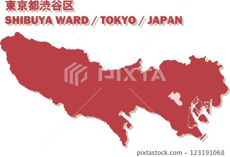 Map of Japan - Tokyo - Shibuya Ward vector illustration map 123191068