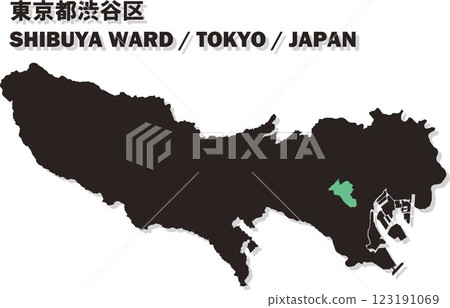 Map of Japan - Tokyo - Shibuya Ward vector illustration map 123191069